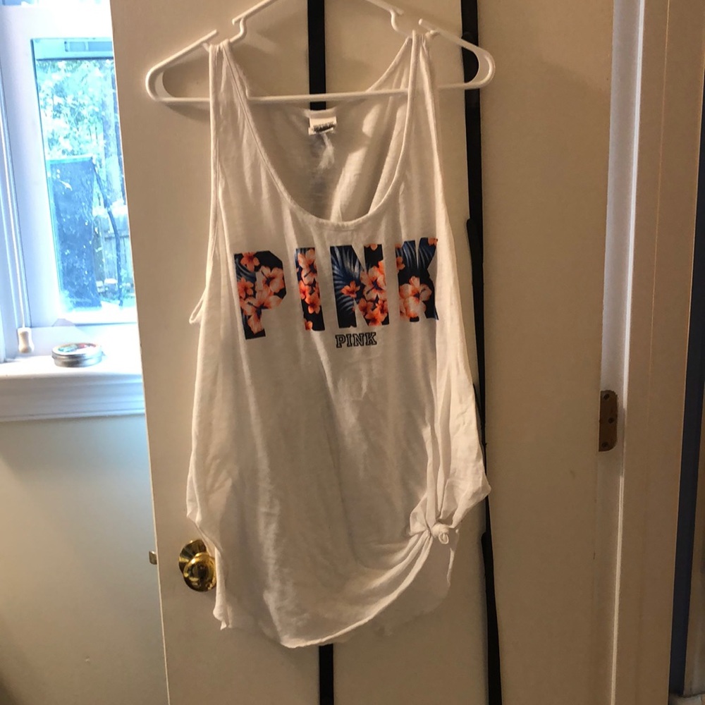Pink tank top white